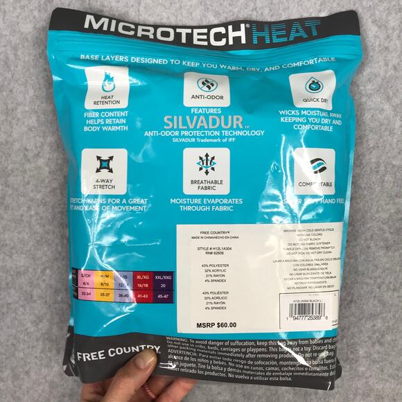 Free Country Thermal Top 2 Pack Large Mirotech Silvadur Wicking Dry Warm Soft - Picture 7 of 9